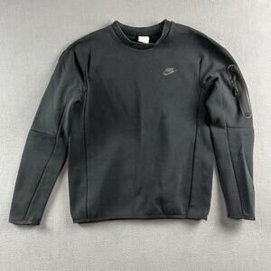Nike Sweater Mens Small Black Sportswear Tech Fleece Crewneck Sweatshirt